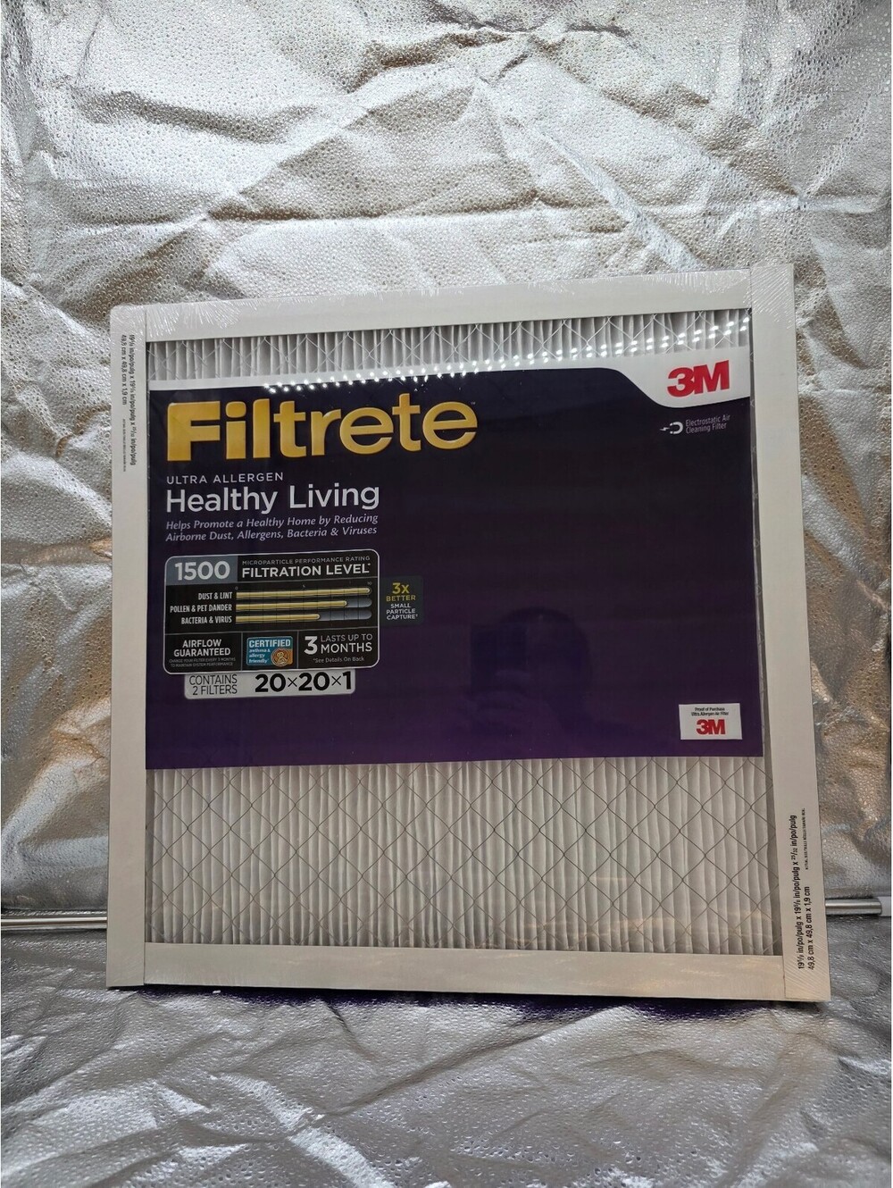 3M Filtrete Ultra Allergen Healthy Living Air Filter 20x20x1 2-Pack